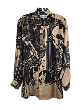 VTG Iceberg Batman Animated Series Silk Button Shirt 1994 Size SMALL Italy RARE